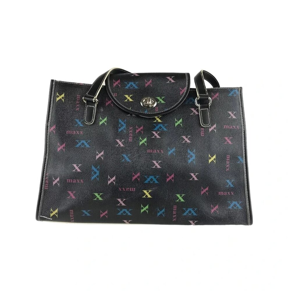 Maxx New York Womens Black Multicolor Inner‎ Pockets Tote Shoulder Bag Size M